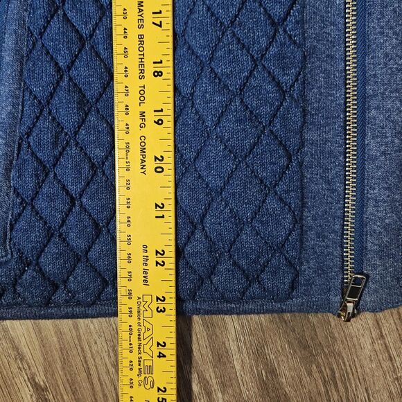 Tommy Hilfiger Sweater Jacket Womens Large Blue Quilted Moto Asym Zip Pockets - Picture 14 of 15